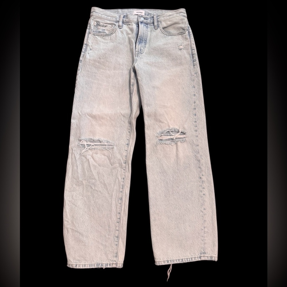 Pistola Light Blue Denim Jeans, Size 27, Distressed Denim, EUC